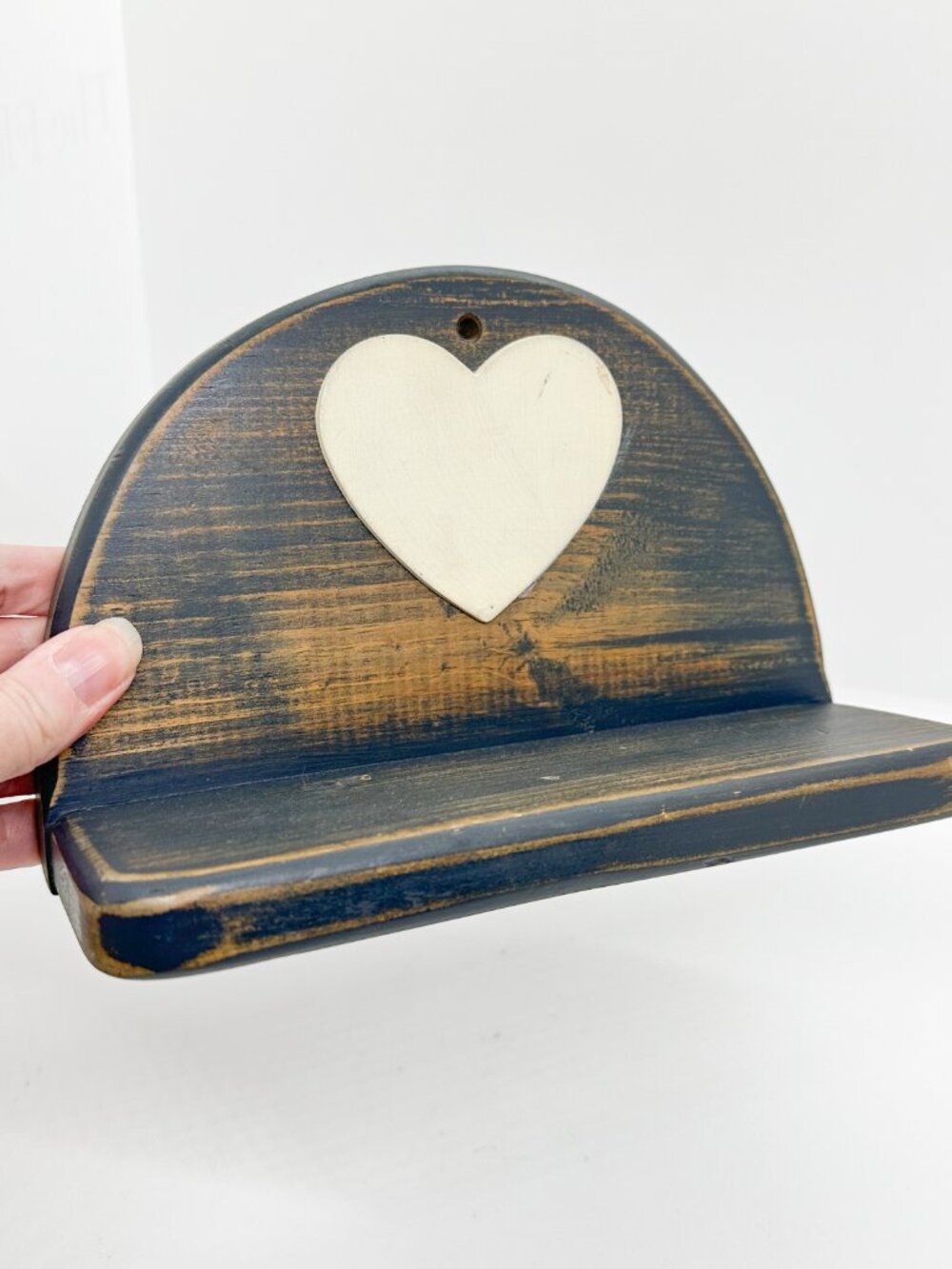 Vintage Handmade Wood Heart Mini Shelf Boho Cottagecore Country Farm